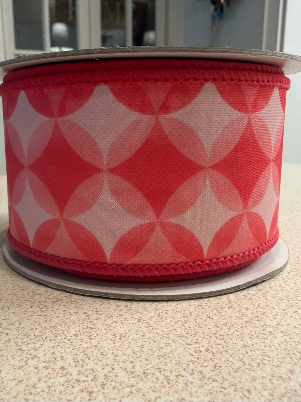 Pink Geometric Decorative Ribbon - Wide Fabric Ribbon
